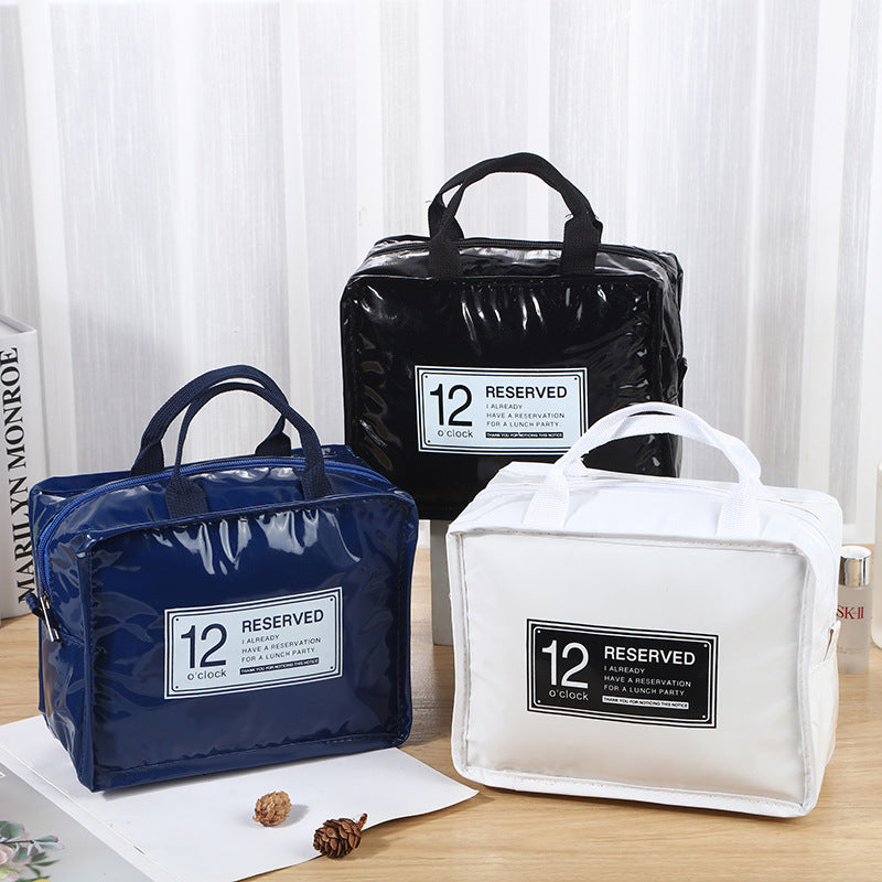 Insulated Picnic Lunch Bag with Mirror Leather Cosmetic Organizer
