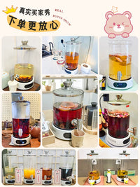 Glass Cold Water Dispenser with Faucet, Heat-Resistant Beverage Container, Milk Tea Kettle, Hotel Soy Milk Insulated Pot, Health Preserving Kettle