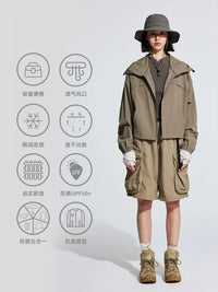 Tnv Cooling Yarn Sun Protection Cape Jacket Lightweight Quick-Dry Breathable with Large Brim