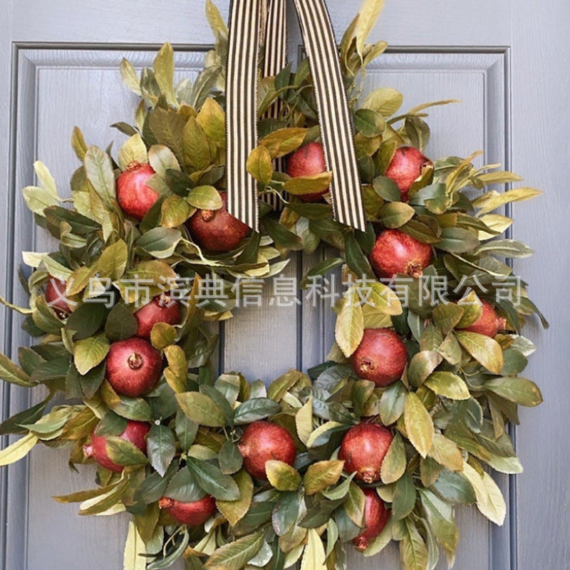 Autumn Eucalyptus & Pumpkin Christmas Wreath for Front Door Decor