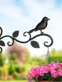 Bird Wall Mount Hook for Outdoor Garden Decor, Iron Art Hanging Bracket for Wind Chimes, Lanterns, and Bird Cages