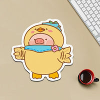 Playful Pig Irregular Mouse Pad, Cartoon Absorbent Non-Slip Desk Mat for Office and Home