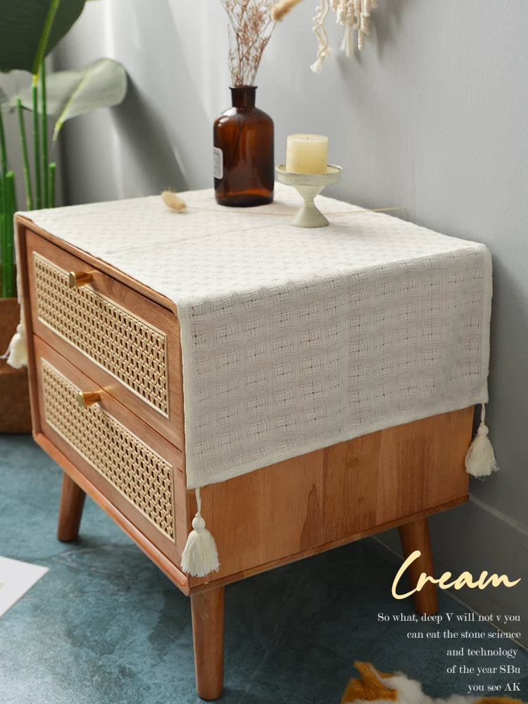 French Vintage Linen Dust Cover for Nightstands and Small Appliances
