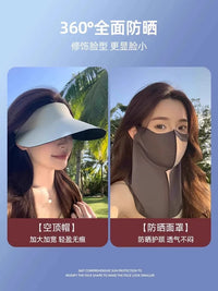 Women's UV Protection Sun Visor with Neck Flap, Seamless Ice Silk Sun Hat for Summer Outdoor Activities