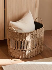 Handwoven Rattan Storage Basket for Snacks, Sundries, and Laundry