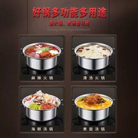 316 Stainless Steel Commercial Hot Pot, Induction Cooker & Gas Stove Compatible, Food Grade Thickened Soup Pot