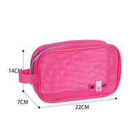 Portable Mesh Travel Cosmetic Bag, Large Capacity Waterproof Storage Pouch for Beach and Daily Use