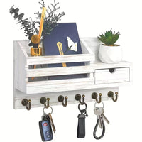 Wooden Wall Mounted Key Holder with Hooks for Entryway, Key Rack Organizer for Home