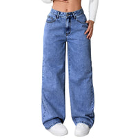 Women's High-Waisted Loose Straight Leg Jeans