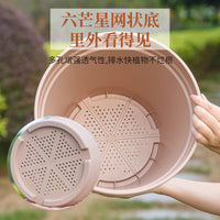 Terracotta-Style Embossed Resin Planter with Tray for Roses Hydrangeas Fruit Trees, Breathable Thickened Garden Pot