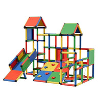 Kids Indoor Modular Climbing Frame with Slide and Activity Center for Early Childhood Development