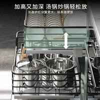 MICOE 304 Stainless Steel Kitchen Cabinet Pull-Out Basket Dish Rack Double-Layer Bowl Storage Drawer