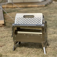 Outdoor Stainless Steel Wood Stove for Camping, Windproof Heating Stove with Chimney Accessories