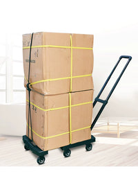 Foldable Portable Hand Truck with Telescopic Handle and Rubber Wheels for Home, Moving, and Cargo