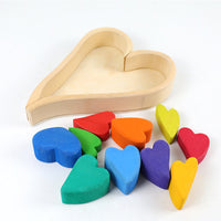 Wooden Cube Building Blocks Set for Kids, Creative Educational Toy, Rainbow Stacking Blocks