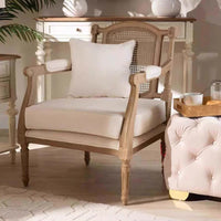 French Solid Wood Natural Rattan Double Sofa Vintage Single Leisure Chair for Living Room Hotel Villa Furniture