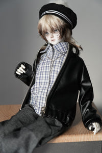 BJD Doll Retro American Style PU Leather Jacket for 1/4 and 1/6 Scale Dolls
