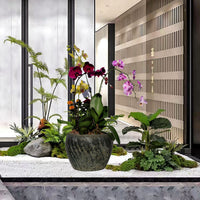 Outdoor Garden Artificial Stone Pedestal Planter Base for Villa Balcony Decor