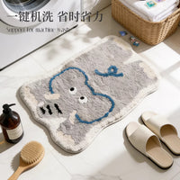 Cartoon Elephant Tufted Bath Mat Absorbent Non-Slip Thick Plush Bathroom Rug