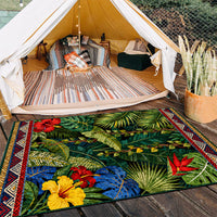 Vintage Southeast Asian Tropical Plant & Animal Outdoor Camping Picnic Rug