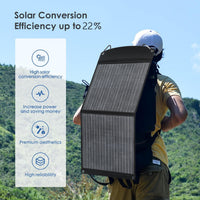 Monocrystalline Silicon Solar Panel Charger for Outdoor Emergency Phone Charging 20W/40W/60W