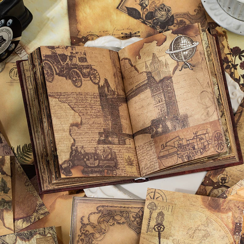 Vintage Kraft Paper Journal Notebook with Hardcover and Decorative Pages