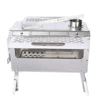 Outdoor Stainless Steel Wood Stove for Camping, Windproof Heating Stove with Chimney Accessories