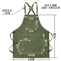 Canvas Work Apron with Multiple Pockets for Gardening, Crafts, and Mechanics
