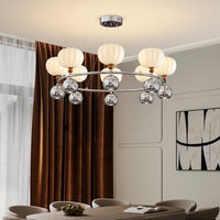 Nordic Glass Pumpkin/Globe Chandelier for Living Room Dining Room Bedroom