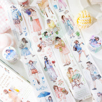 Twilight Life Suite Series Die-Cut Washi Tape - Floral Girl Collection for Journal Decoration