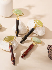 Natural Jade Facial Roller and Acupressure Stick Set for Face and Eyes