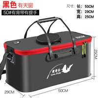 Foldable EVA Live Fish Bucket with Lid, Thickened Fishing Tackle Box, Multi-functional Fish Guard Bucket