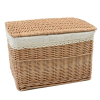 Handwoven Wicker Storage Basket with Lid or Open Top, Laundry Hamper and Organizer for Home
