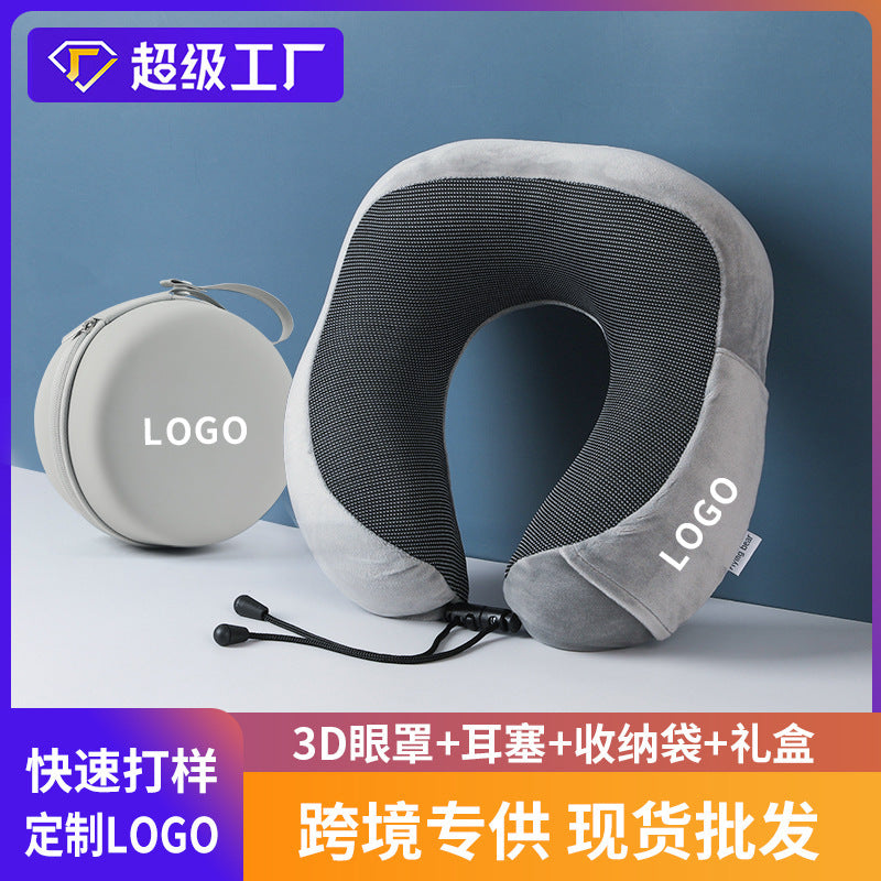 Memory Foam U-Shaped Travel Neck Pillow with Magnetic Cloth Cover