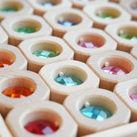 Creative Acrylic Beechwood Rainbow Stacking Blocks for Kids, Educational Toy Set with Tray