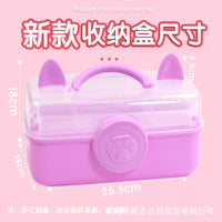 Cartoon 3-Layer Storage Box Art Supply Organizer for Students