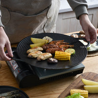 Cast Iron Threaded Grill Pan Korean BBQ Plate Outdoor Non-stick Frying Pan Teppanyaki Grill