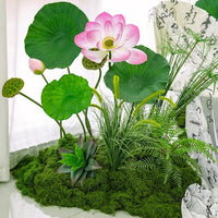 Artificial Lotus Flower and Leaf Arrangement for Home and Garden Decor