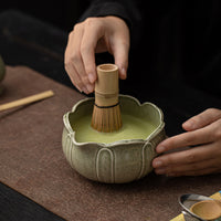 Lotus Matcha Tea Ceremony Set - Ceramic Bowl, Whisk, Scoop, and Brush
