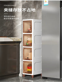 Slim Storage Cabinet with Flip-Top Lid for Kitchen Bathroom Living Room