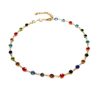 Bohemian Ethnic Style Colorful Rhinestone Necklace and Bracelet Set for Women