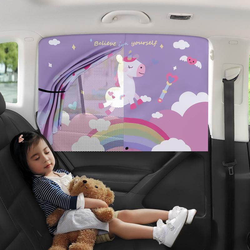 Car Window Sun Shade for Baby and Kids - Magnetic Retractable UV Protection Curtain