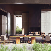 Outdoor Teak Folding Dining Set for Patio Garden Villa - Weatherproof Rattan Chairs & Table
