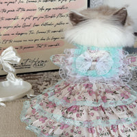 Handmade Floral Pet Dress for Small Dogs & Cats - Breathable Multi-Layered Skirt for Spring/Summer