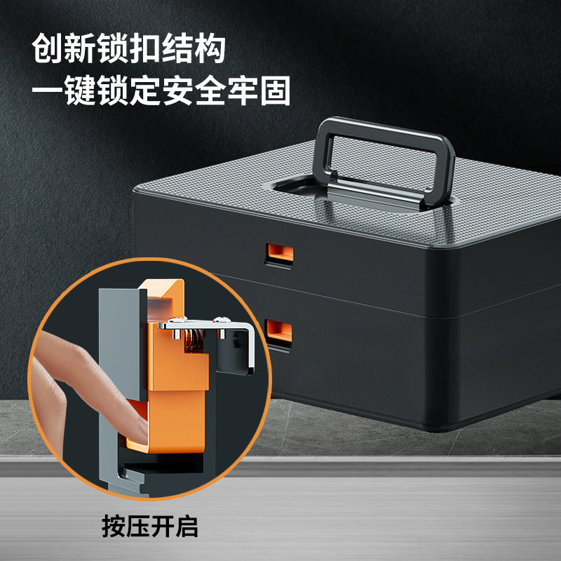 Portable Multi-functional Industrial Grade Tool Box with Upper and Lower Compartments