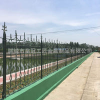 Wrought Iron Outdoor Fence Panel for Schools and Residential Areas, Heavy-Duty Cast Iron Barrier, Black
