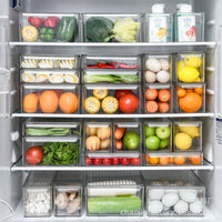 PET Refrigerator Drawer Organizer with Lid, Stackable Transparent Kitchen Storage Box