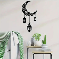 Creative Metal Moon Lantern Wall Hanging Decor for Living Room Bedroom