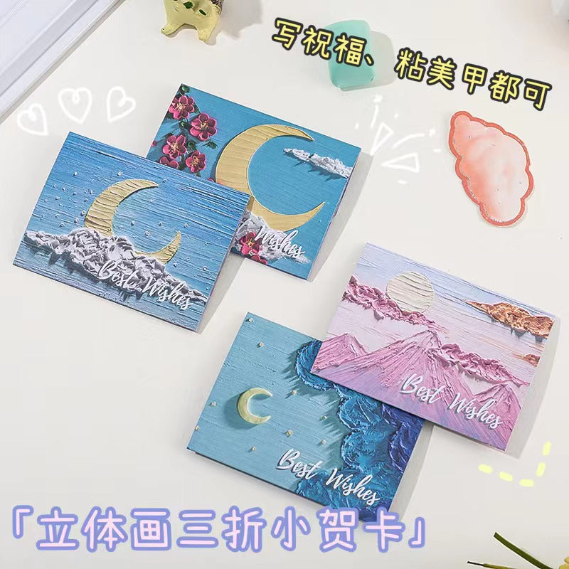 Artistic Oil Painting Greeting Cards for Birthdays and Festivals, Creative Floral Design Gift Cards