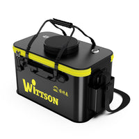 Portable Fishing Bucket with Aerator Pump and Side Pocket for Live Fish